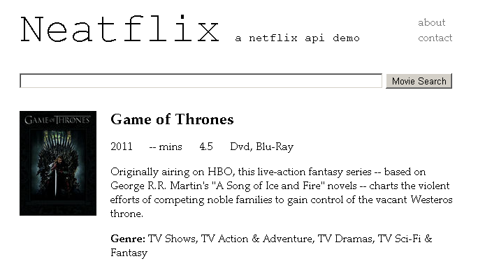 neatflix game of thrones