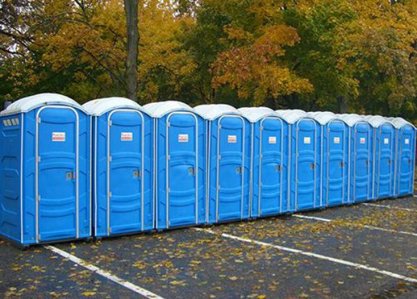 row of porta potty